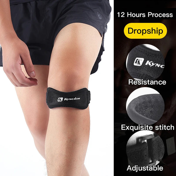 Patella Kneecap Band – Adjustable Silica Gel Knee Tendon Strap for Running, Cycling & Gym Support