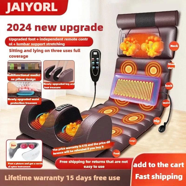 Electric Full Body Massage Mattress with Heating – Shoulder, Neck & Waist Airbag Kneading Vibration Cushion