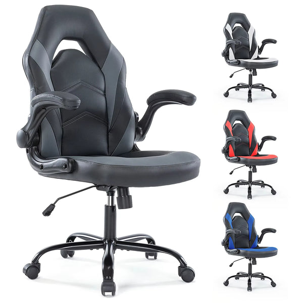 JHK Ergonomic Gaming & Office Chair – Adjustable PU Leather Racing Chair with Flip-Up Armrest