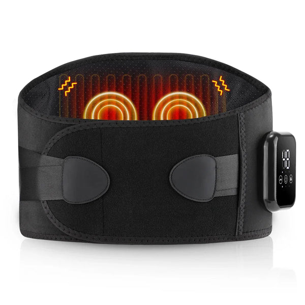 Electric Heating Vibration Waist Massage Belt 3 Gears Hot Compress Lumbar Brace Spine Decompression Massager Back Support Belt