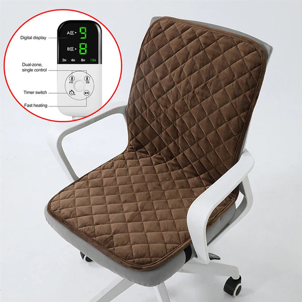 Electric Heated Seat Cushion – Smart Timer Office Chair Heating Mat with Integrated Backrest Pad 220V