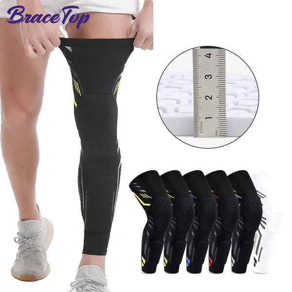 Long Padded Knee & Calf Compression Sleeve – Full Leg Guard for Sports