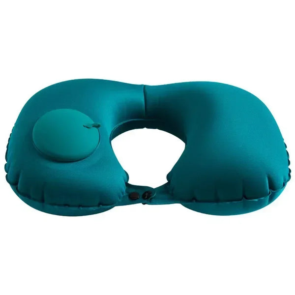 U-Shaped Inflatable Travel Neck Pillow – Press-to-Inflate