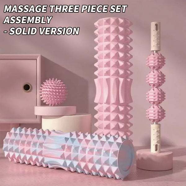 3-Piece Home Massage Set – Spiky Massage Ball, Massage Roller & Foam Roller Shaft for Full Body Relief