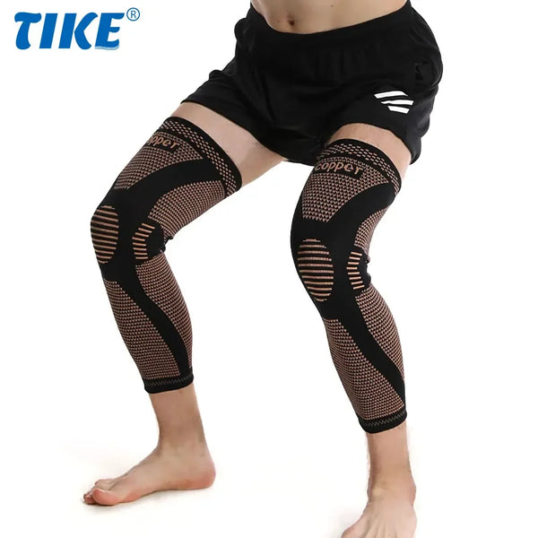 Copper-Infused Full Leg Compression Sleeve – Knee & Calf Support for Sports & Recovery
