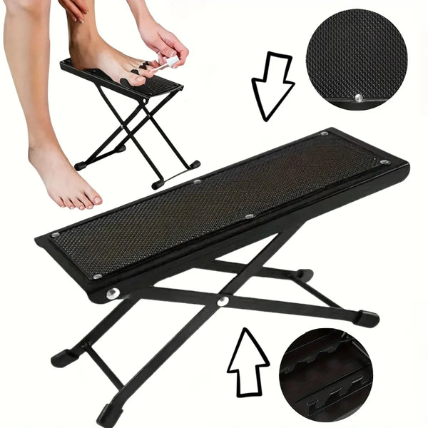 Folding Foot Rest – 4-Height Adjustable Pedal Footrest for Beauty Salons, Home Pedicures & Guitar Pedal