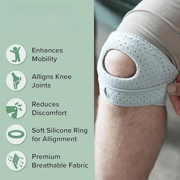 Patella Knee Support – Adjustable Compression Sleeve & Tendon Strap for Arthritis, Joint & Ligament Injury