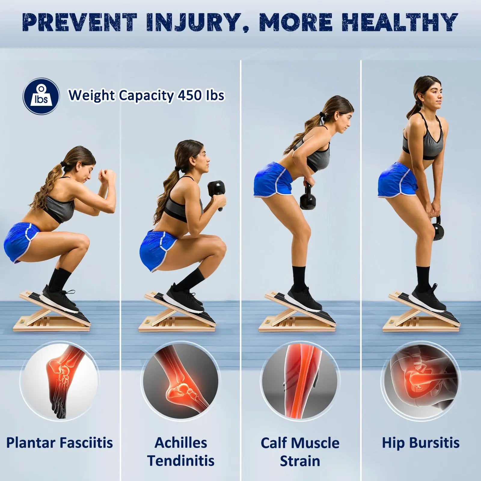 Slant Board Calf Stretcher – Incline Squat Stretch Board & Wood Wedge for Physical Therapy