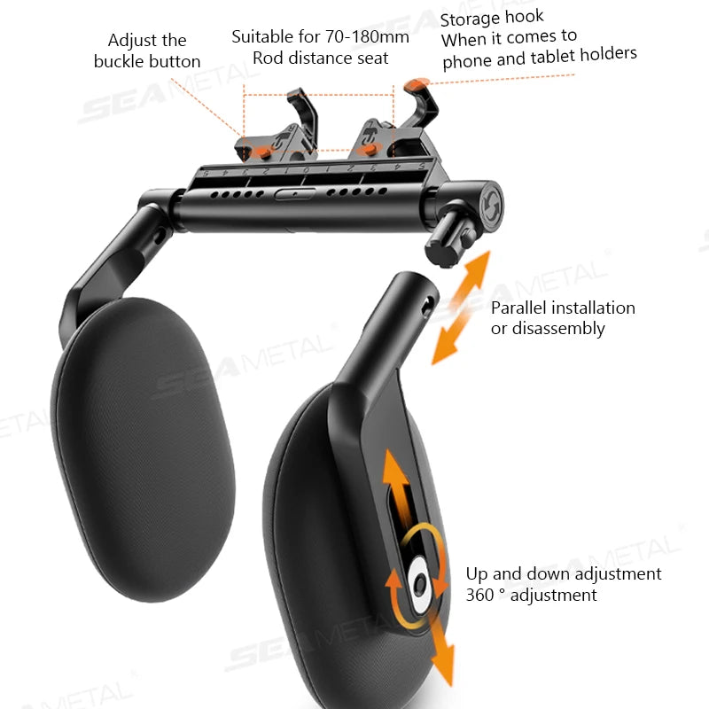 SEAMETAL Multifunctional Car Headrest 3D Memory Foam Neck Support Pillow Free-Adjustment Neck Protection Pillow for Traveling