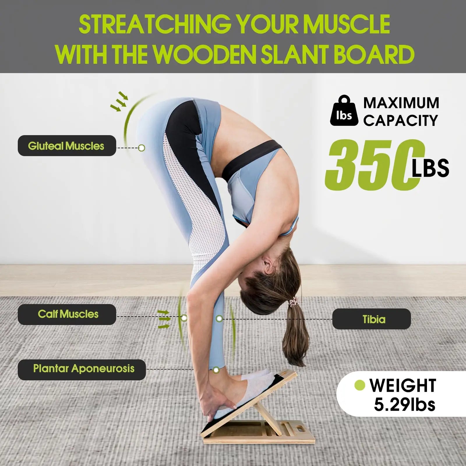 Slant Board Calf Stretcher – Incline Squat Stretch Board & Wood Wedge for Physical Therapy