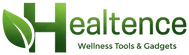 Healtence logo with green leaf and text 'Wellness Tools & Gadgets'