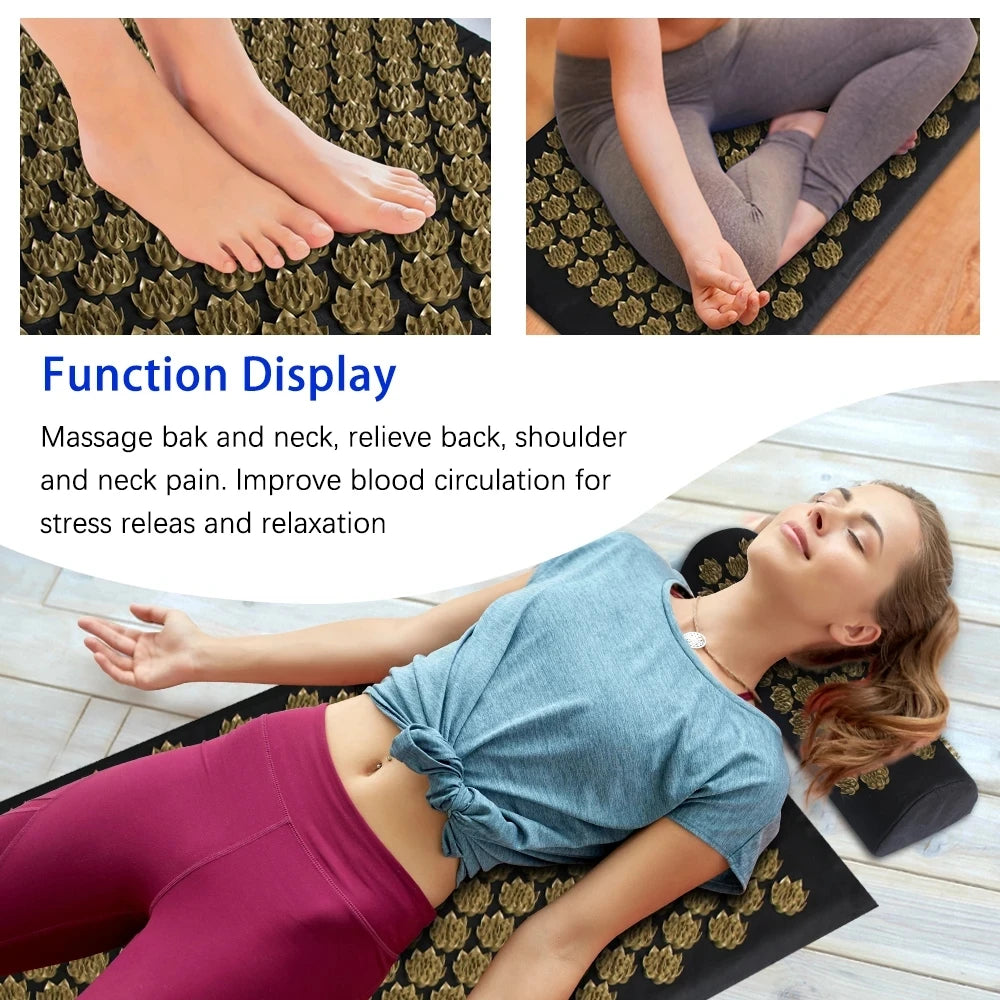 Pranamat Eco Lotus Spike Acupressure Mat – Kuznetsov’s Applicator for Neck, Foot, Back & Yoga Massage