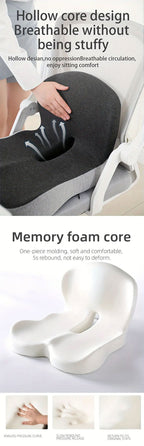 Ergonomic Memory Foam Seat Cushion – Lumbar Support for Office Chair & Car