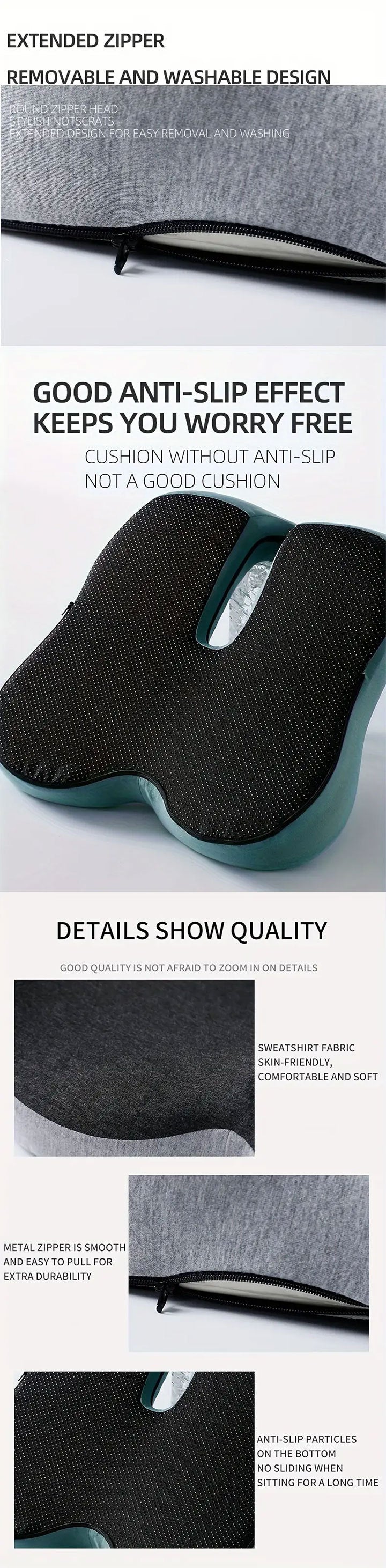 Ergonomic Memory Foam Seat Cushion – Lumbar Support for Office Chair & Car