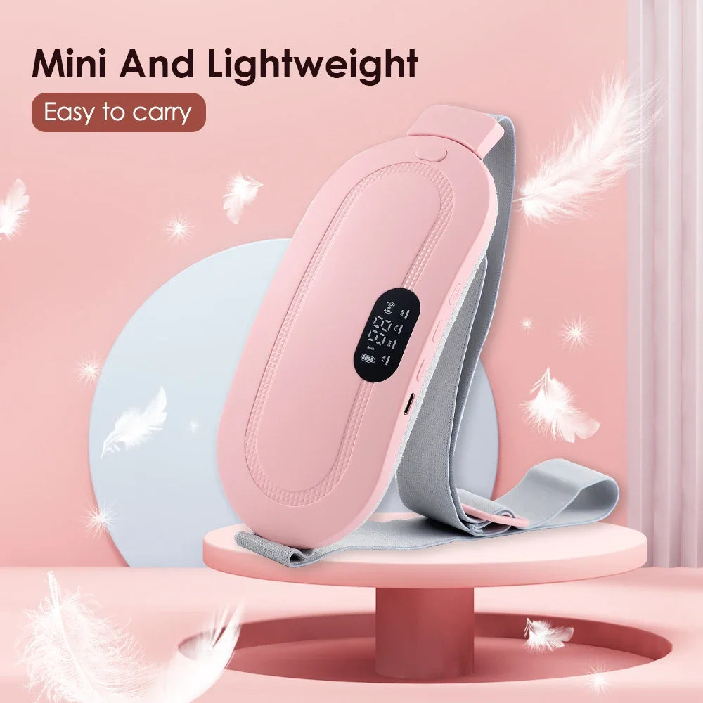 Electric Period Cramp & Waist Massager – Vibrating Heating Belt for Menstrual & Abdominal Pain Relief