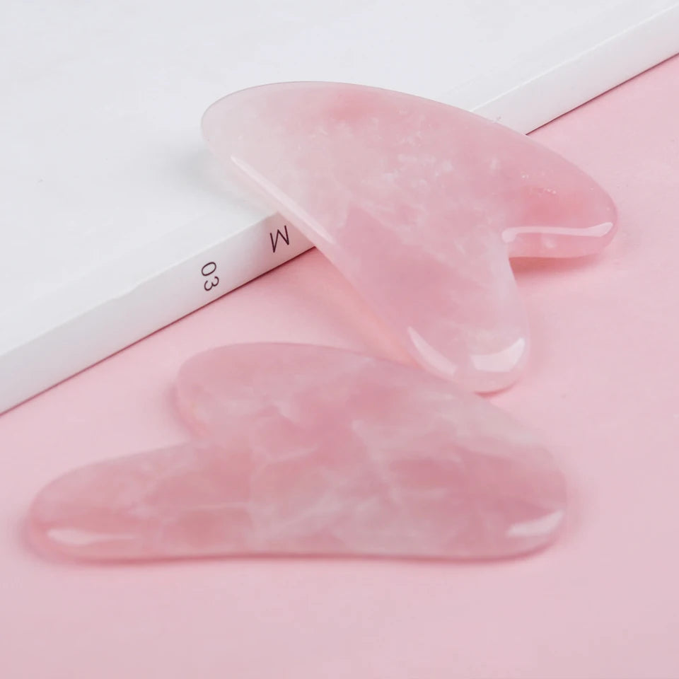 Rose Pink Gua Sha Massage Board – Jade Face Scraper for Neck, Back & Body Sculpting
