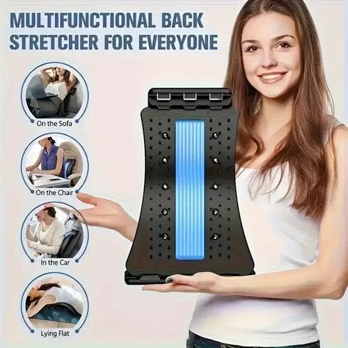 3-Level Adjustable Back Stretcher – Lumbar Cracker Board & Spine Decompression Device for Lower Back Pain