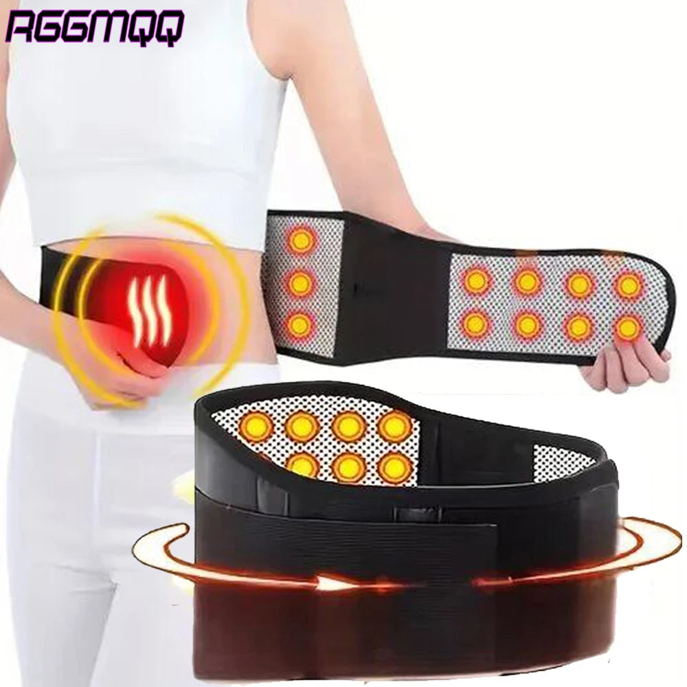 Heating Back Brace for Lower Back Pain Relief – Adjustable Magnetic Therapy Lumbar Support Belt - Heated Waist Wrap for Sciatica