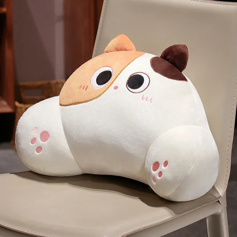 Thickened Cat Back Lumbar Support Cushion – Cute Calico Cat Sofa & Chair Throw Pillow for Home Decor