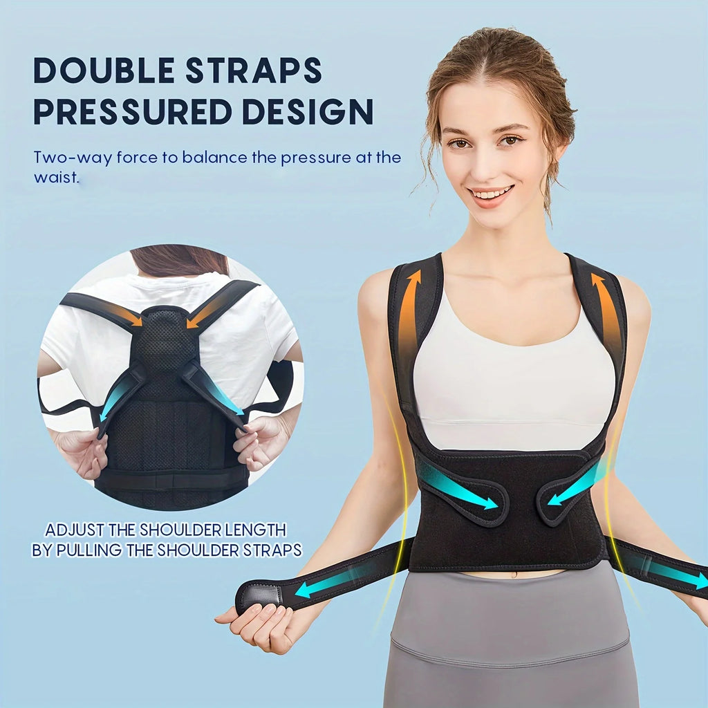 Unisex Back Brace Posture Corrector – Adjustable Shoulder Straightener for Upper Hunchback & Spine Correction