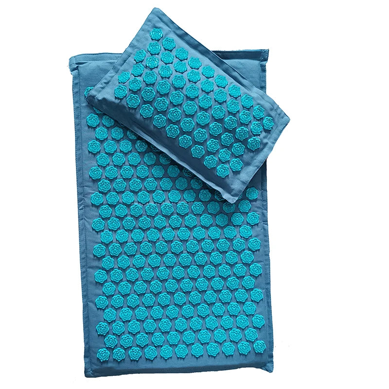 Nature Linen Coconut Palm Acupressure Yoga Mat – Lotus Spike Mat with Bag & Pillow Cushion (74x44cm)