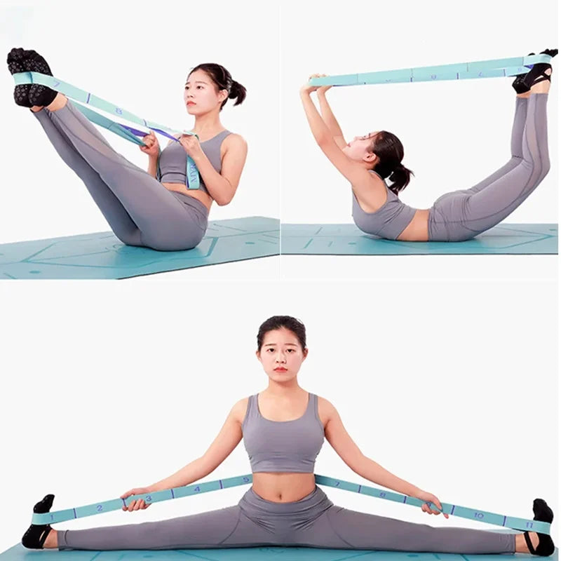 Multi Stage Yoga Stretch Band Latin Dance Stretch Band Correct Posture 11 Grid Elastic Band Digital Band Pose Band