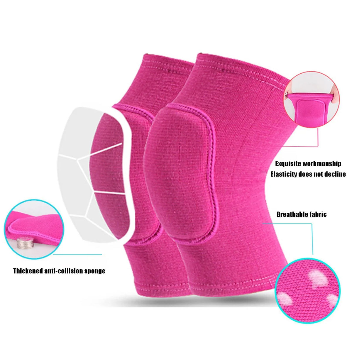 Sports Compression Knee Pads – Elastic Thickened Sponge Knee Brace for Dancing, Workout & Training