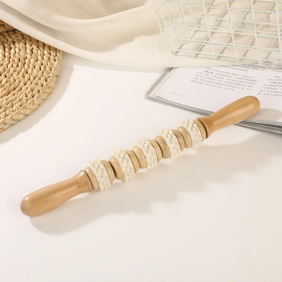 Wooden Body Massage Stick – Handheld Acupressure Tool for Neck, Back & Shoulder Pain Relief
