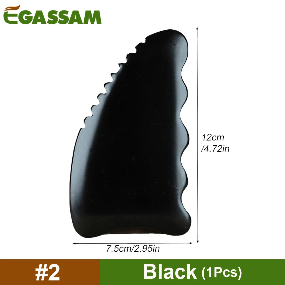 Gua Sha Bian Stone Scraping Massage Tool – Ridged Black Stone for Facial & Body Massage