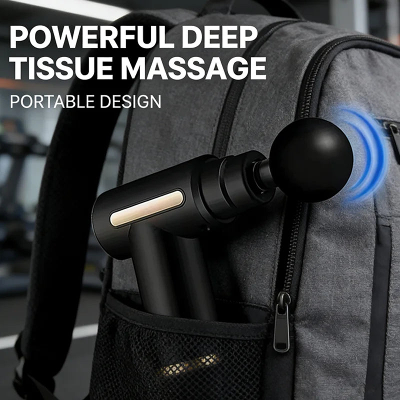 Fascial Percussion Massage Gun – LED Touch Screen with 4 Replaceable Heads for Body Relaxation