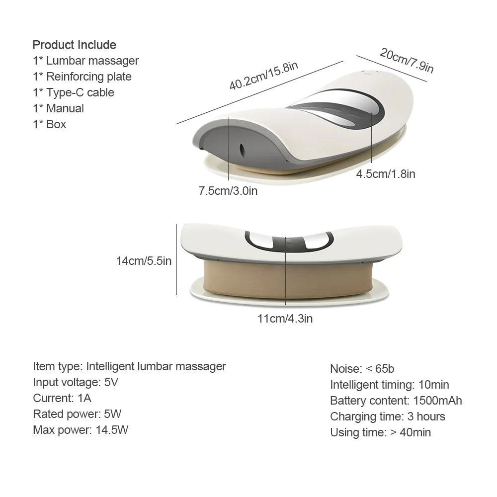 Inflatable Lumbar Traction Massager – Back Stretcher with Vibration