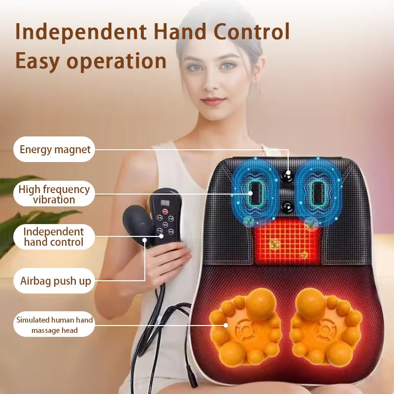 Electric Shiatsu Neck & Back Massager Pillow – Heated Cervical Traction Cushion with Airbag Lifting