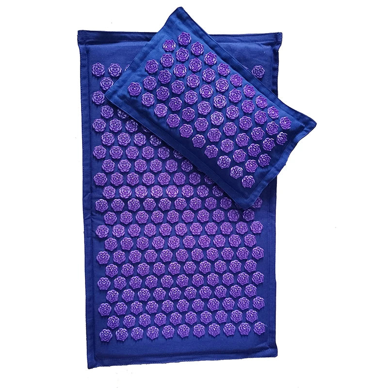 Nature Linen Coconut Palm Acupressure Yoga Mat – Lotus Spike Mat with Bag & Pillow Cushion (74x44cm)