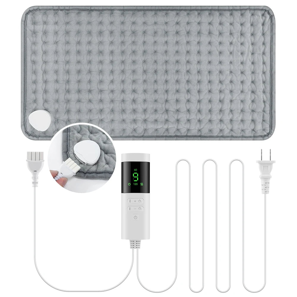 Electric Heating Pad 30x60cm – 9 Heat Levels & 4 Timers