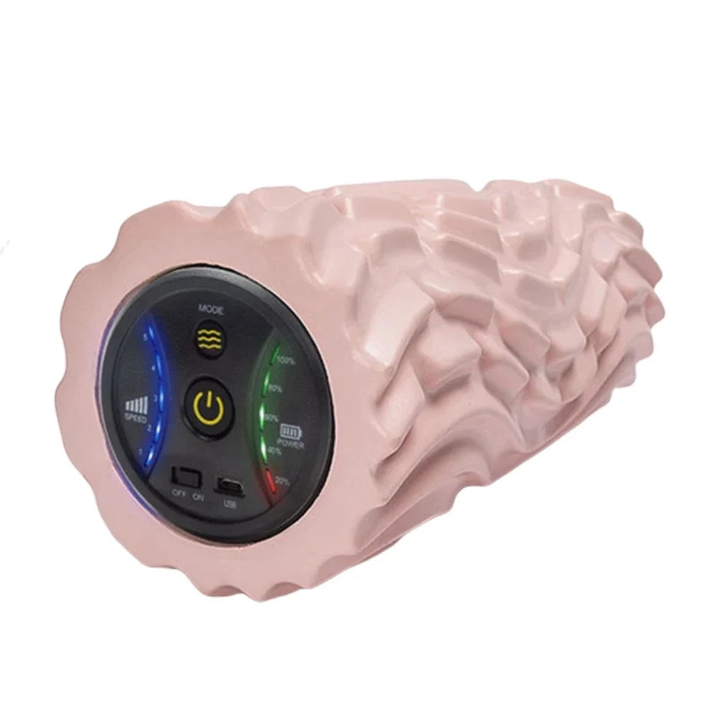 Electric Vibrating Foam Roller – 4/5-Speed USB Rechargeable Deep Tissue Muscle Relaxation for Yoga & Gym