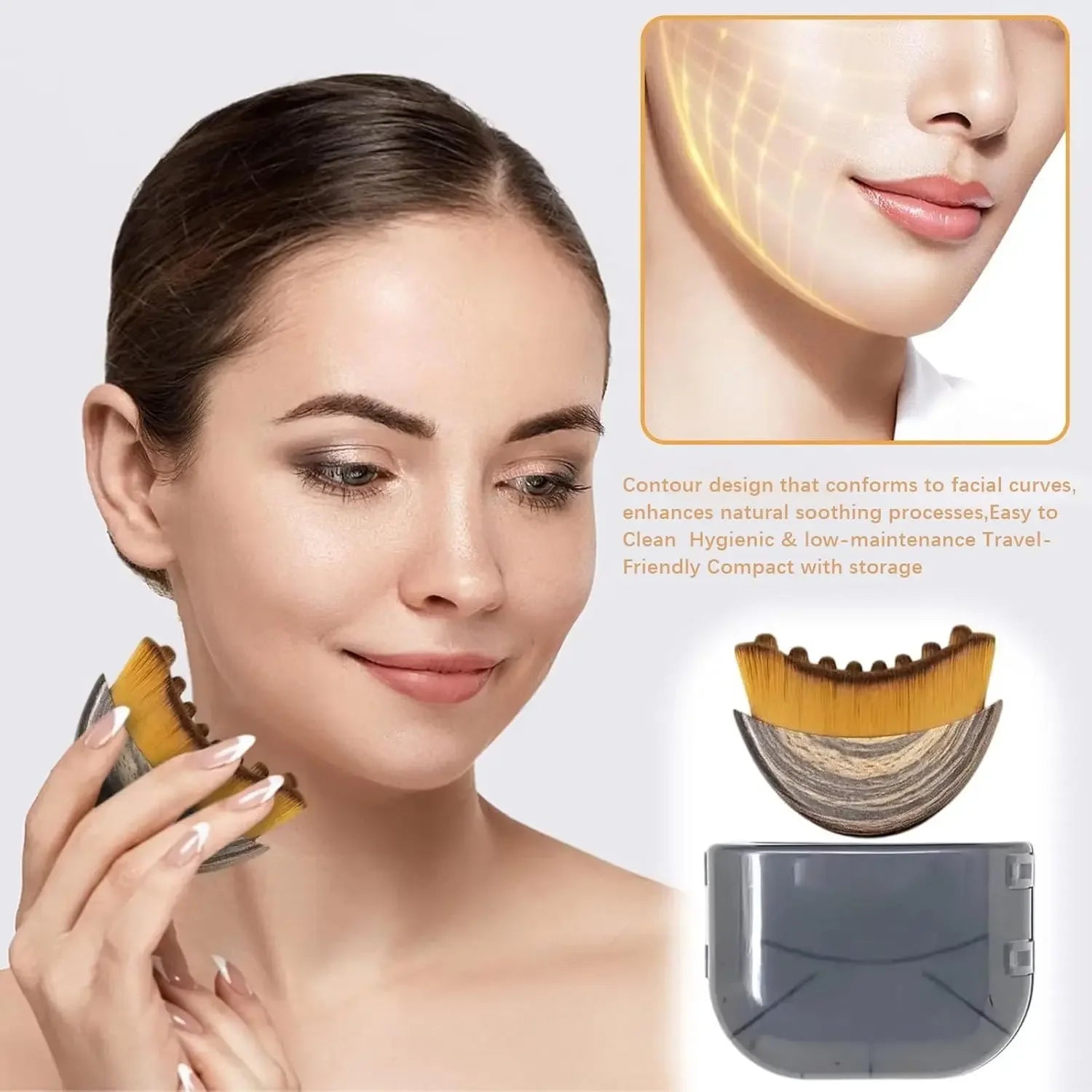 Lymphatic Contour Face Brush – Chin & Jawline Sculpting Drainage Massager for Precise Skin Fit