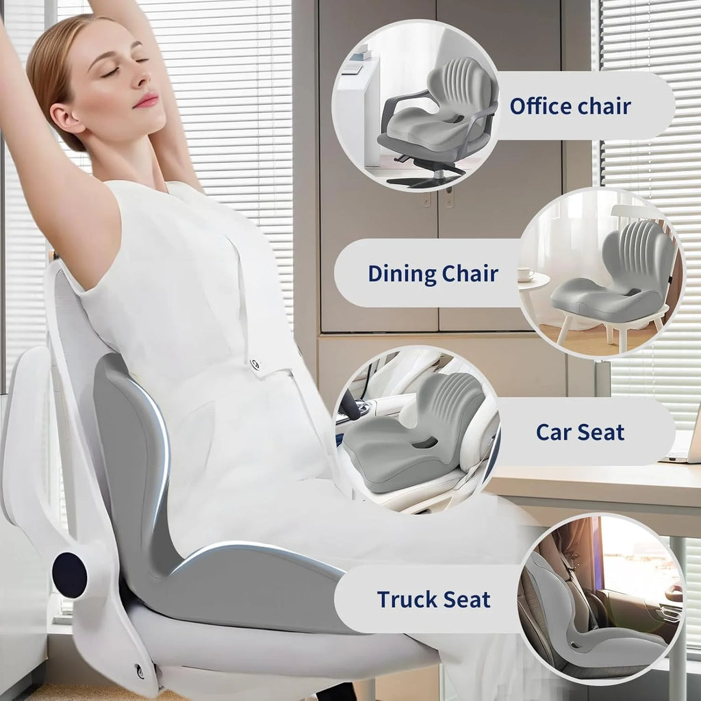 Ergonomic Memory Foam Seat Cushion – Lumbar Support for Office Chair & Car