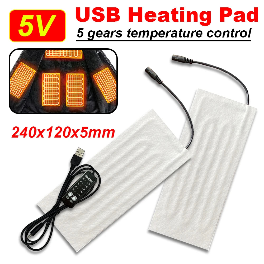 USB Warm Paste Heating Pad – 5V Electric Heating Film for Cervical Vertebra, Vest, Jacket, Shoes & Socks