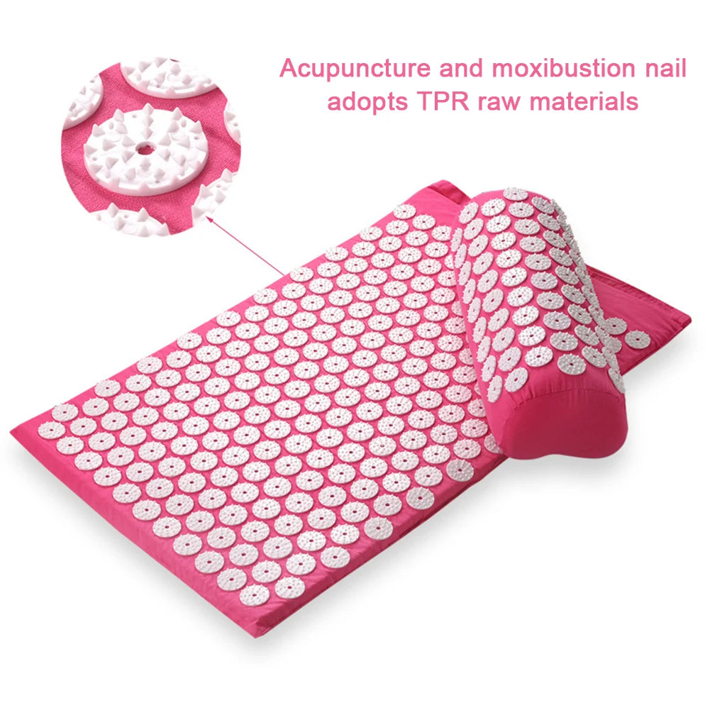 Acupressure Pillow Set with Storage Bag – Neck, Back & Foot Massage Mat for Blood Circulation