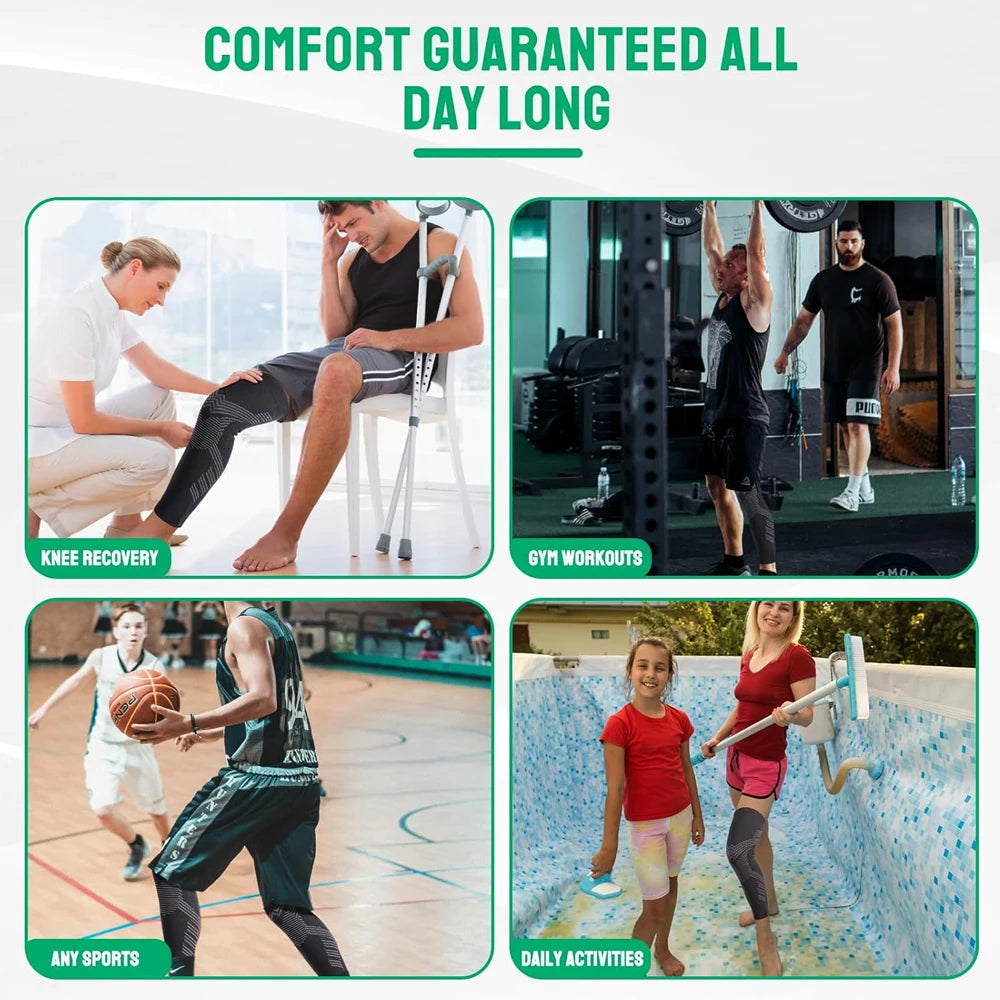 Full-Length Compression Leg Sleeve – Knee & Calf Support for Pain Relief & Sport Workouts (Men & Women)
