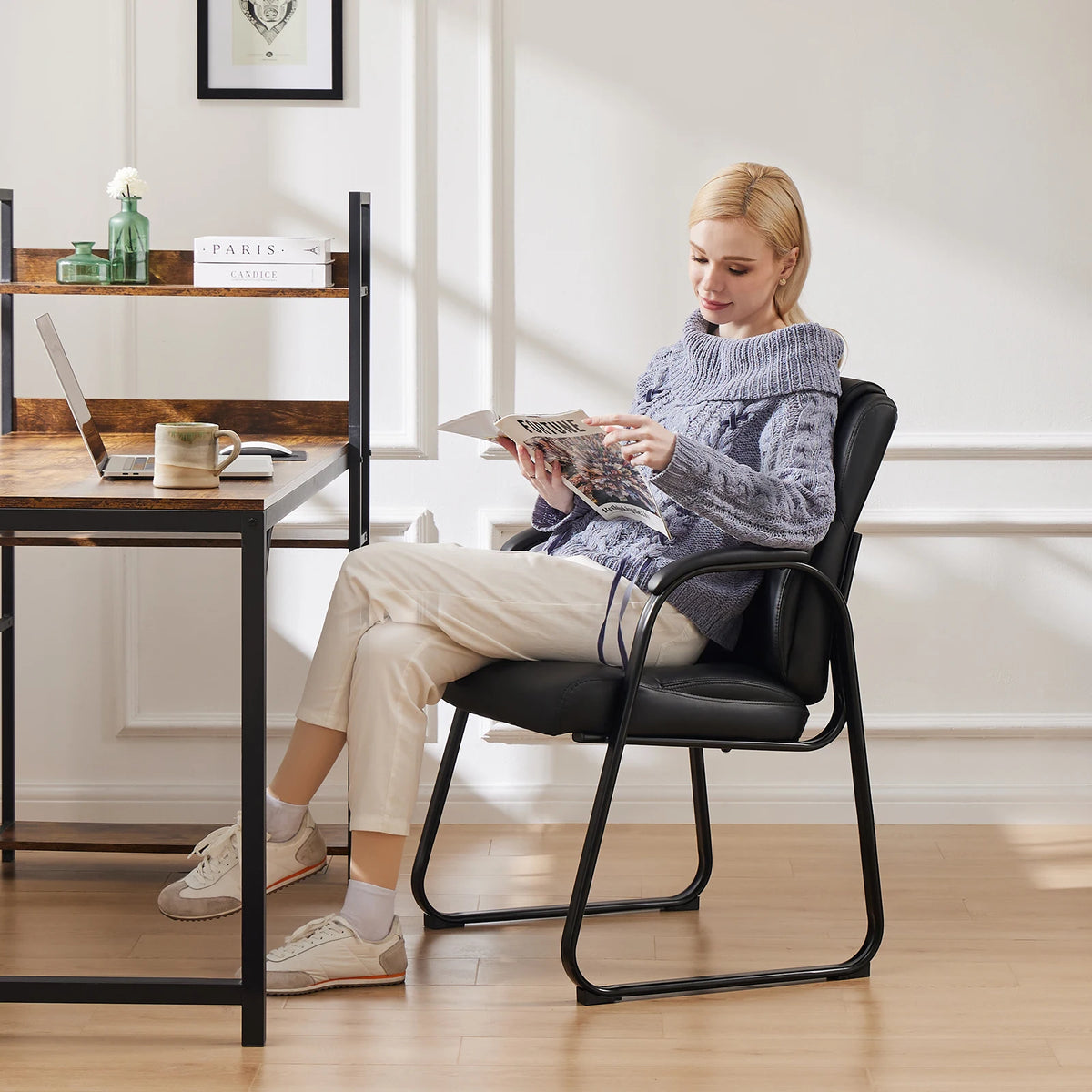 JHK Ergonomic Padded Gaming Chair – Waterproof PU Leather Living Room & Waiting Room Seat with Thickened Sponge