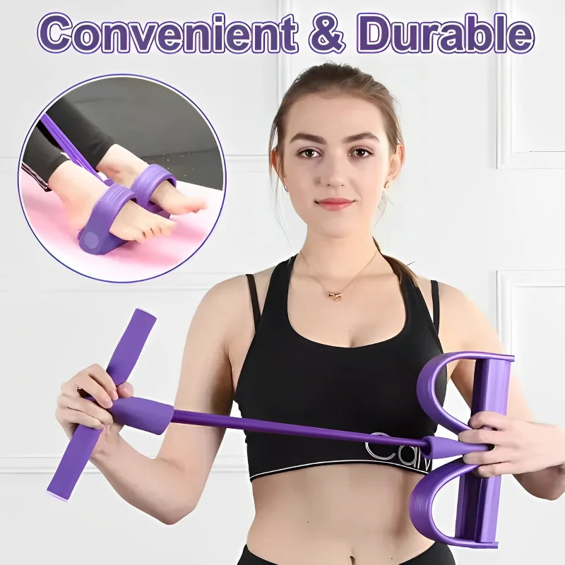 Four-Tube Pedal Tensioner – Multi-Functional Fitness Elastic Band & Tension Rope for Yoga & Abs