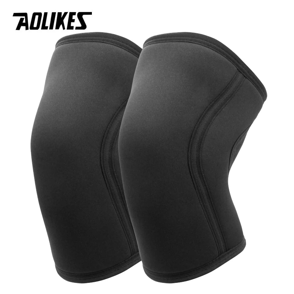 AOLIKES 1 Pair Squat 7mm Knee Sleeves Pad Support Gym Sports Compression Neoprene Knee Protector For CrossFit Weightlifting