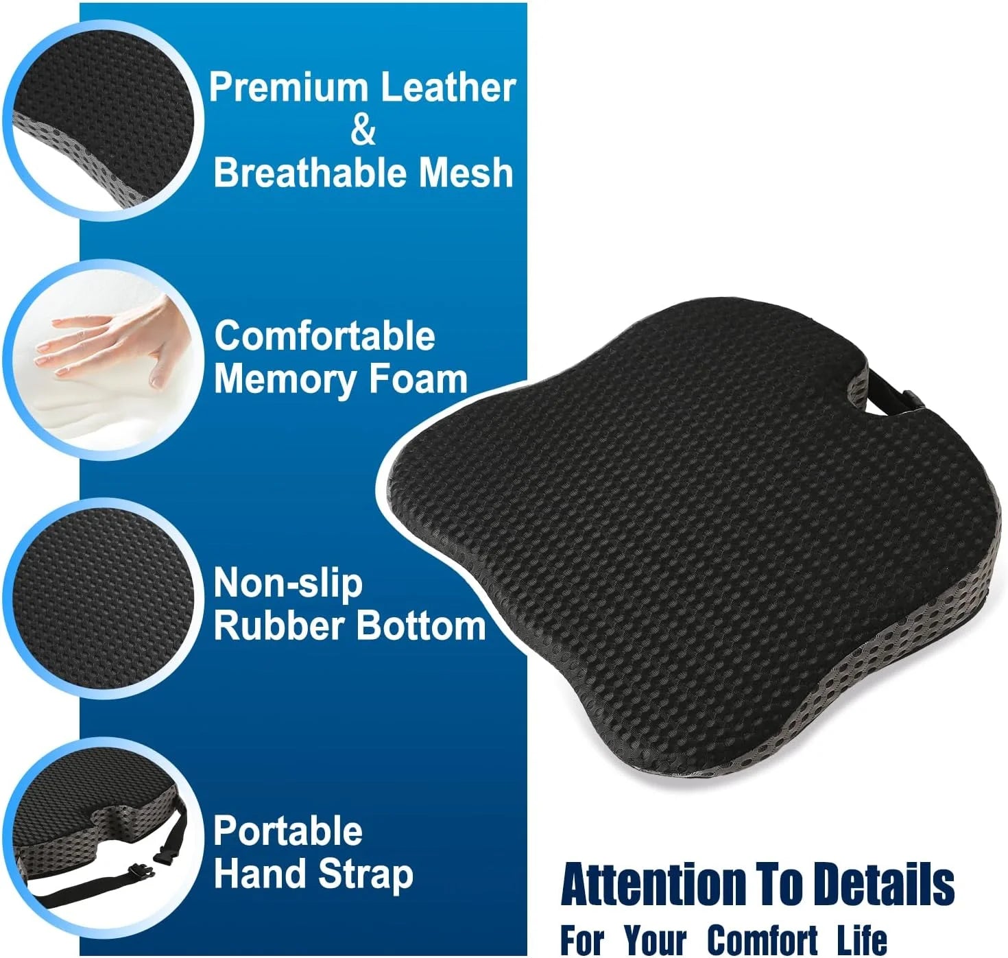HEALTENCE Memory Foam Lumbar Back Cushion – Ergonomic Car & Office Support