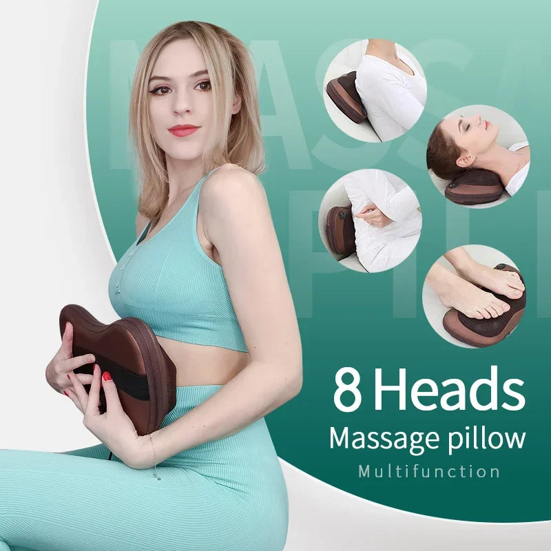 Electric Shiatsu Head & Neck Massager Pillow – Multifunctional Car & Home Relief