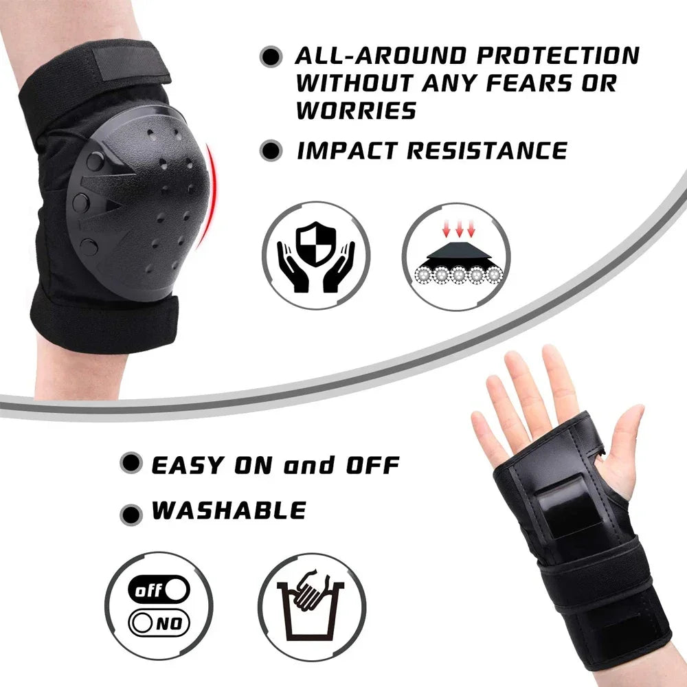 6-Piece Sports Protective Gear Set – Knee Pads, Elbow Pads & Wrist Guards