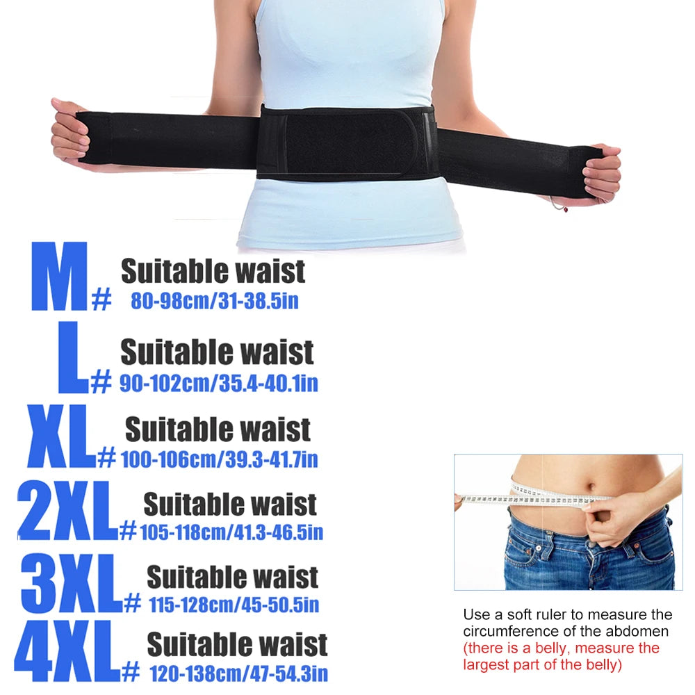 Tourmaline Self-Heating Magnetic Therapy Waist Belt – Double Banded Adjustable Lumbar Back Support Brace