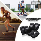 Kids/Adults Knee Elbow Pads Wrist Guards, Protective Gear Set for Roller Skates, Cycling, BMX, Skateboard, Scooter Riding Sports