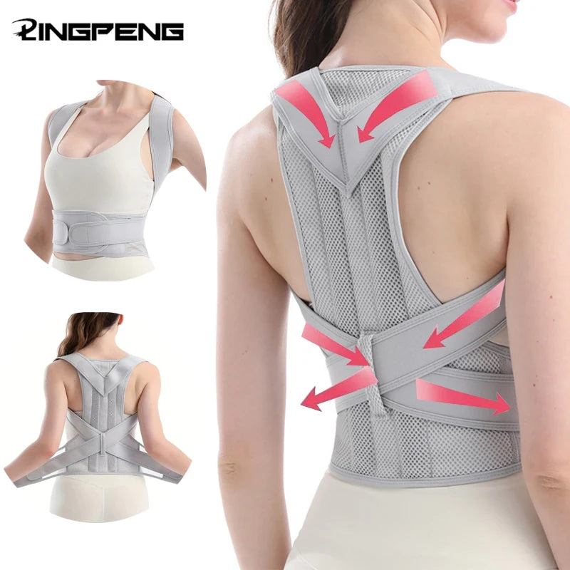 Adjustable Back Posture Corrector With Breathable Shoulder And Waist Support Straps For Boys And Girls To Relieve Back Pain
