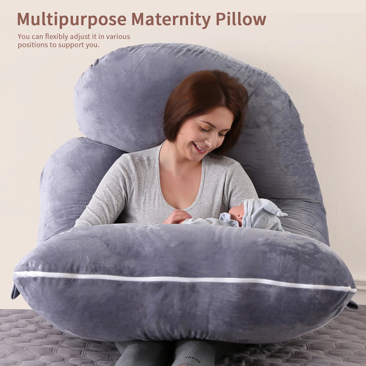 G-Shape Full Body Pregnancy Pillow with Removable Cover